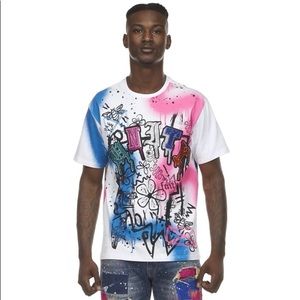 NWT. UNITY DRIPPING TEE - ROYAL/FUCHSIA. Size S.